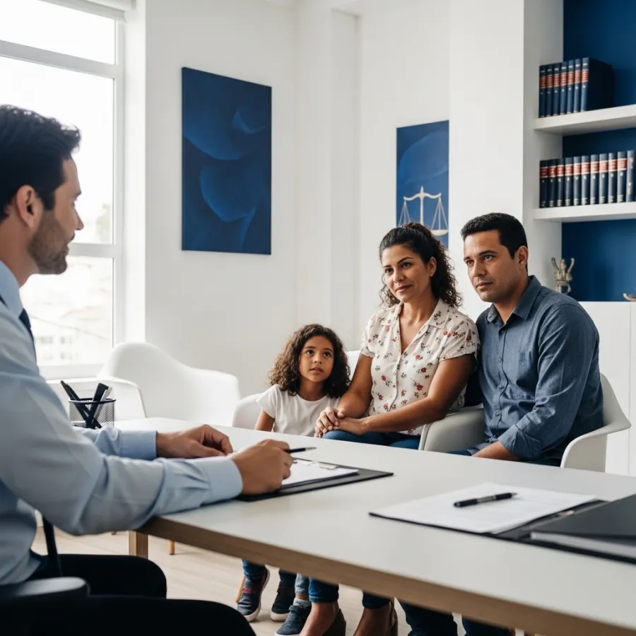 Advogado atendendo família em consulta sobre BPC/LOAS